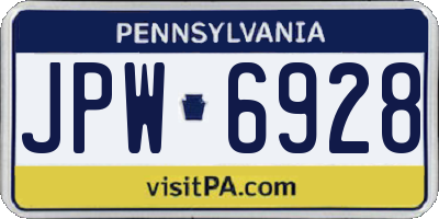 PA license plate JPW6928
