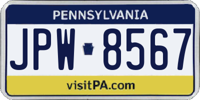 PA license plate JPW8567