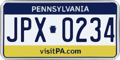 PA license plate JPX0234