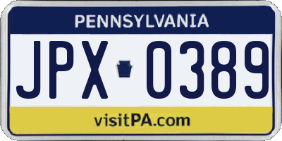 PA license plate JPX0389