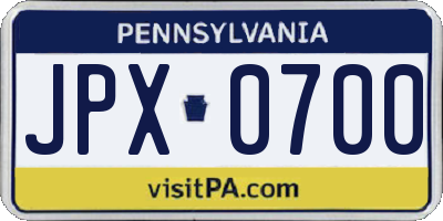 PA license plate JPX0700