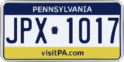PA license plate JPX1017