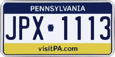 PA license plate JPX1113