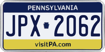 PA license plate JPX2062