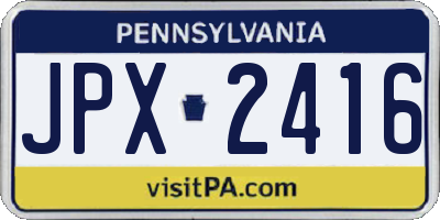 PA license plate JPX2416