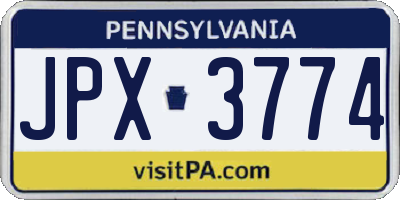 PA license plate JPX3774