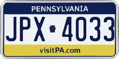 PA license plate JPX4033