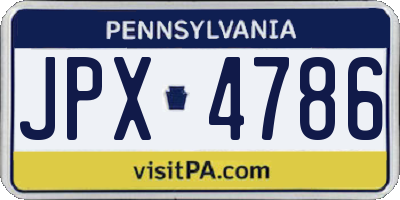 PA license plate JPX4786