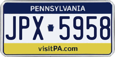 PA license plate JPX5958