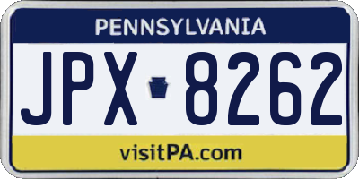 PA license plate JPX8262
