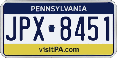 PA license plate JPX8451