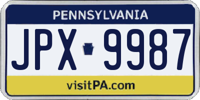 PA license plate JPX9987