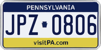PA license plate JPZ0806