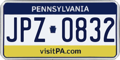 PA license plate JPZ0832