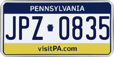 PA license plate JPZ0835