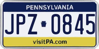 PA license plate JPZ0845