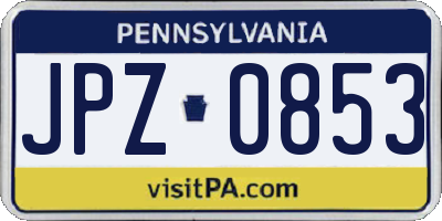 PA license plate JPZ0853