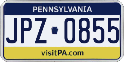 PA license plate JPZ0855