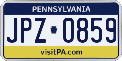 PA license plate JPZ0859