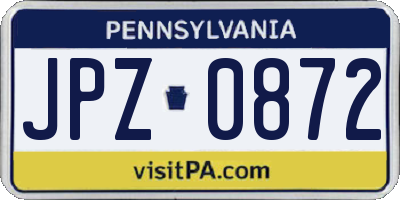 PA license plate JPZ0872