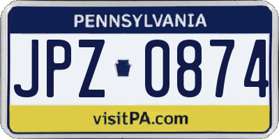 PA license plate JPZ0874