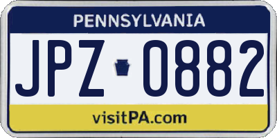PA license plate JPZ0882