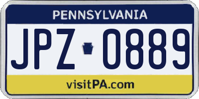 PA license plate JPZ0889
