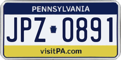 PA license plate JPZ0891
