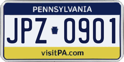 PA license plate JPZ0901