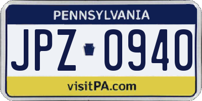 PA license plate JPZ0940