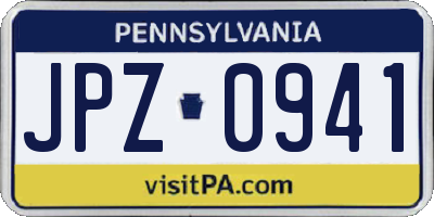 PA license plate JPZ0941