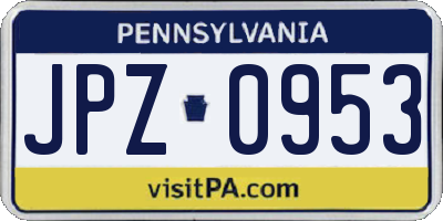 PA license plate JPZ0953
