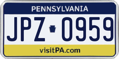 PA license plate JPZ0959
