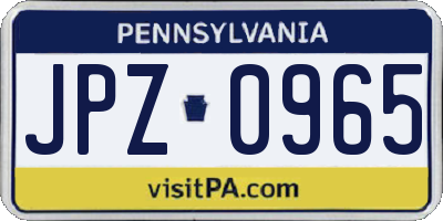 PA license plate JPZ0965