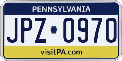 PA license plate JPZ0970