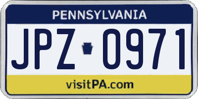 PA license plate JPZ0971