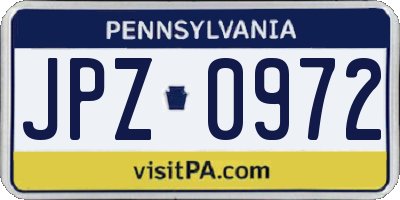 PA license plate JPZ0972