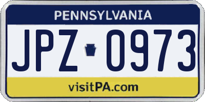 PA license plate JPZ0973