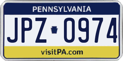 PA license plate JPZ0974