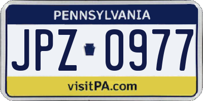 PA license plate JPZ0977