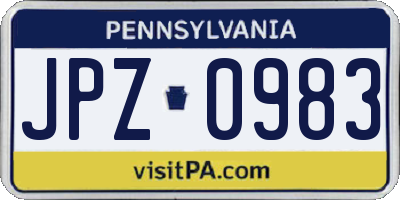 PA license plate JPZ0983