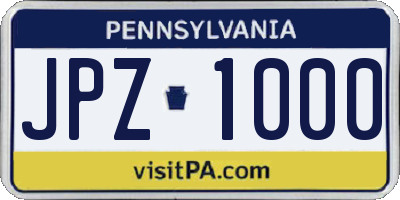 PA license plate JPZ1000
