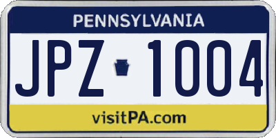 PA license plate JPZ1004