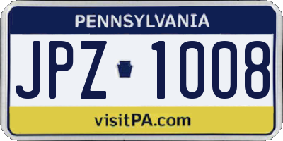 PA license plate JPZ1008