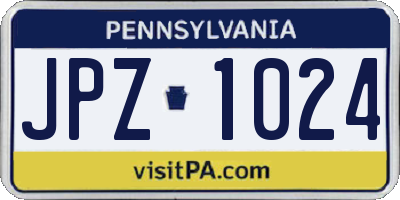 PA license plate JPZ1024