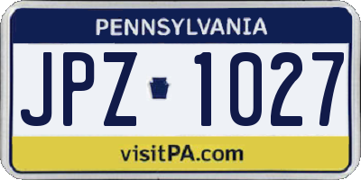 PA license plate JPZ1027