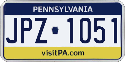 PA license plate JPZ1051