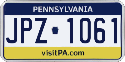 PA license plate JPZ1061