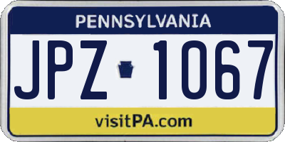 PA license plate JPZ1067