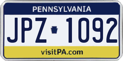 PA license plate JPZ1092